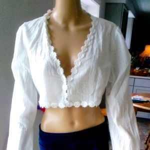 white cropped loose top sizeL NWOT